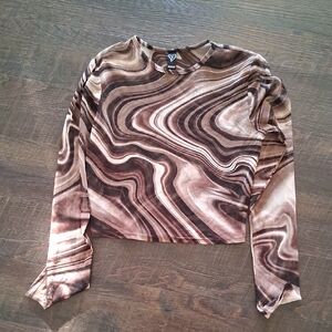 Windsor Brown Swirl Long Sleeve Top